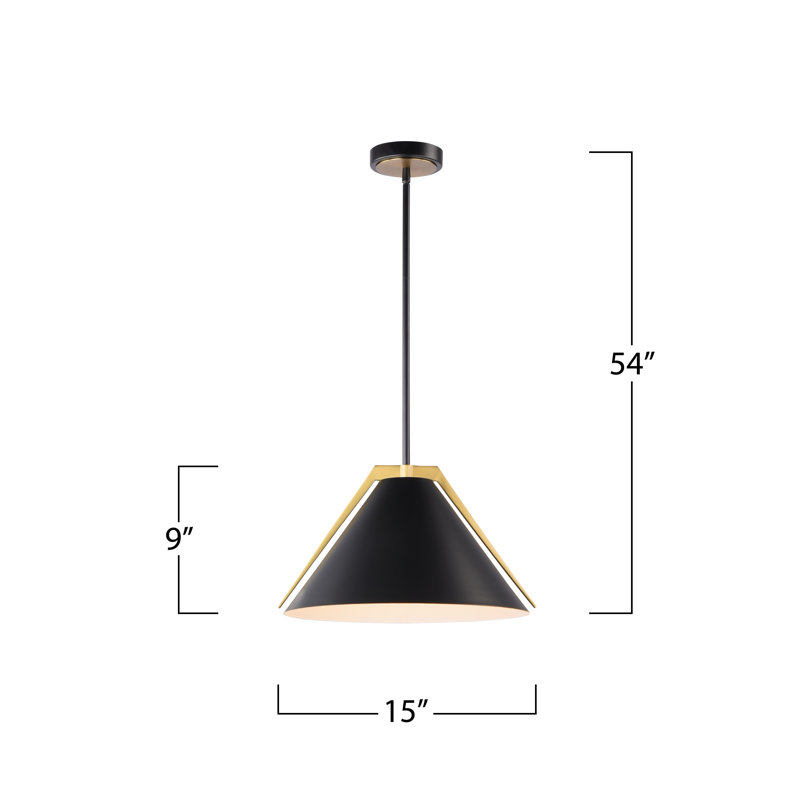 Baltique - luminaire suspendu - 1 lumière - noir / laiton brossé - abat-jour en fer, Noir, Noir