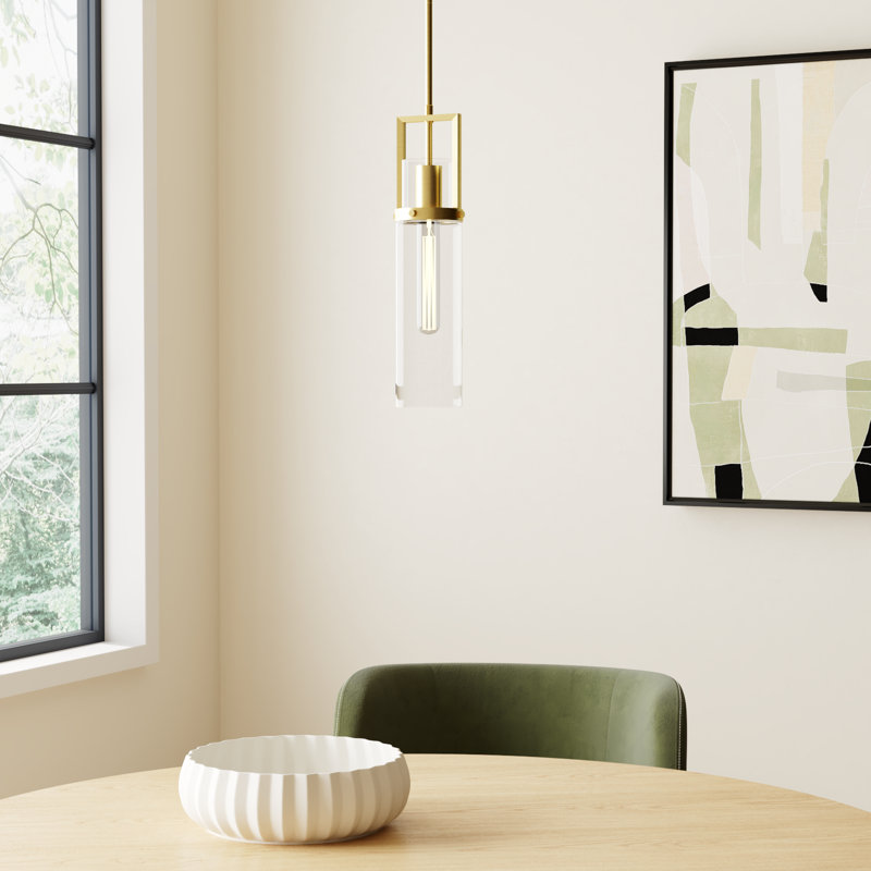 Luminaire suspendu 30 po Great Smoky, Laiton brossé, Clair, H 17,63 po x l 4,25 po x P 4,25 po