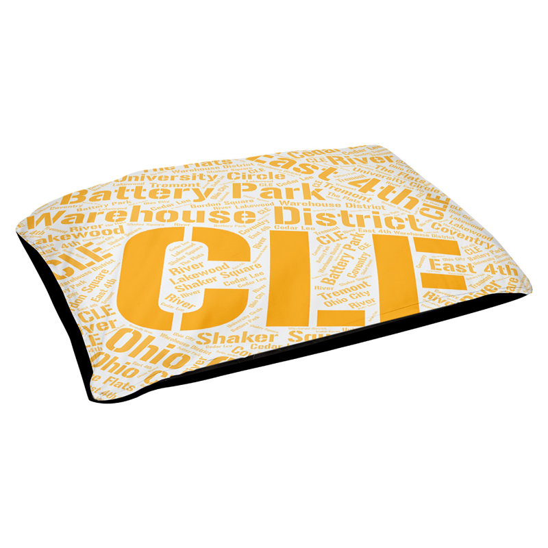 Coussin de chien « districts », Moyen (H 9,5 po x l 28 po x P 18 po), Orange, Cleveland