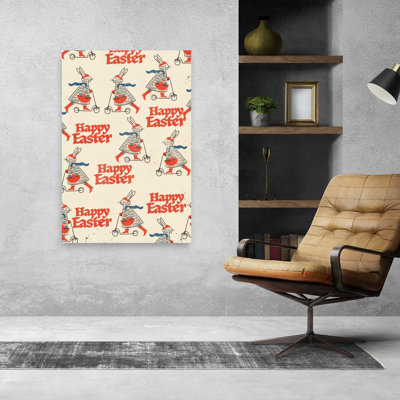 Joyeux lapin de Pâques, reproduction d'art ludique rétro printanier