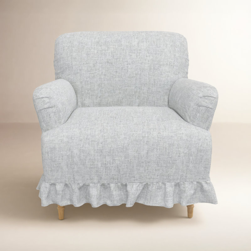 Maggie Ruffle Slipcover Armchair, Zuma Pumice Textured Linen