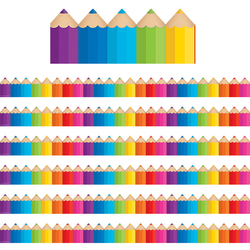 Bordure découpée à la main avec crayons de couleur