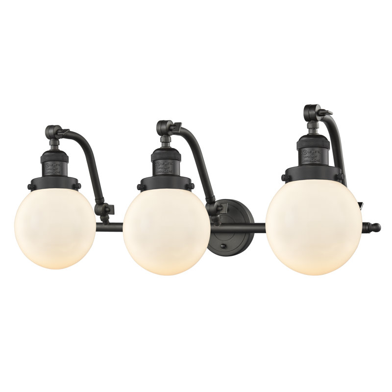 Clementina 3 - Light Dimmable Vanity Light, Oil Rubbed Bronze, Matte White Cased, 60 Watt Vintage Incandescent Bulb