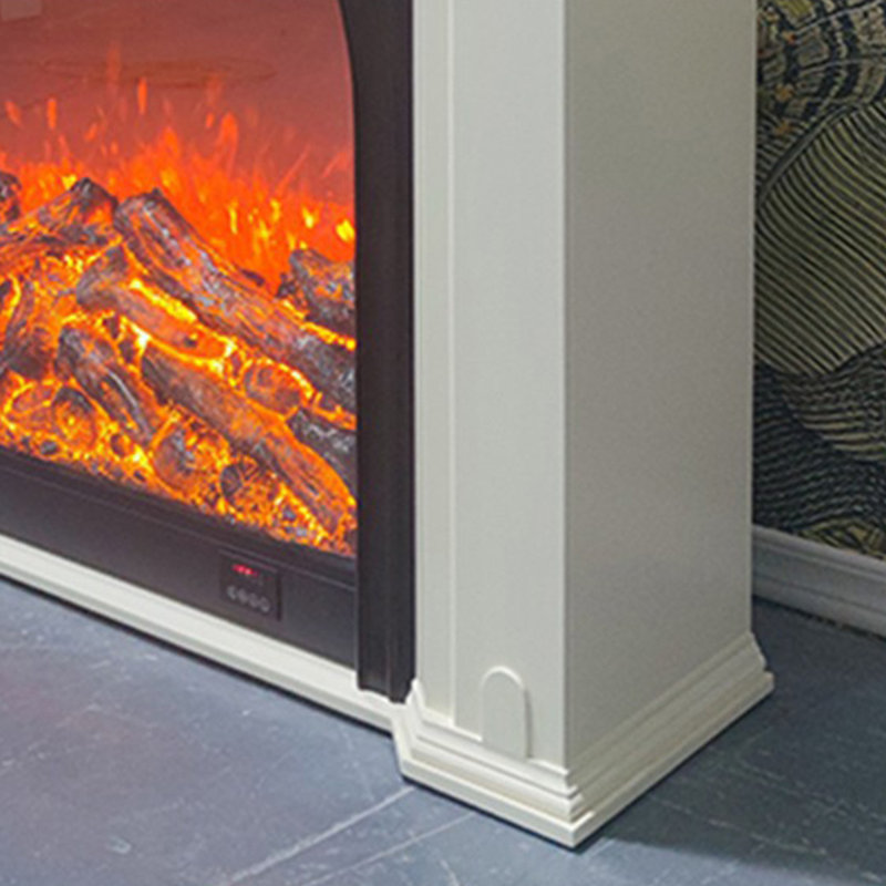 Cream white Solid Wood Freestanding Fireplace