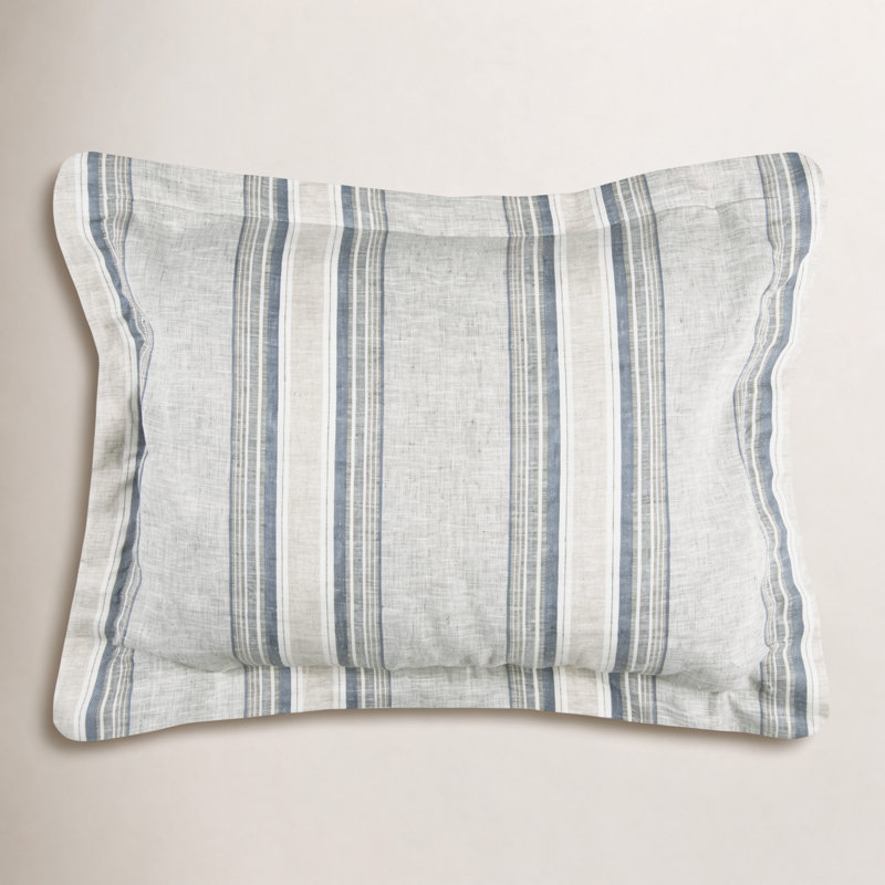 Dorian Linen Pillow Sham, King, Blue/Gray