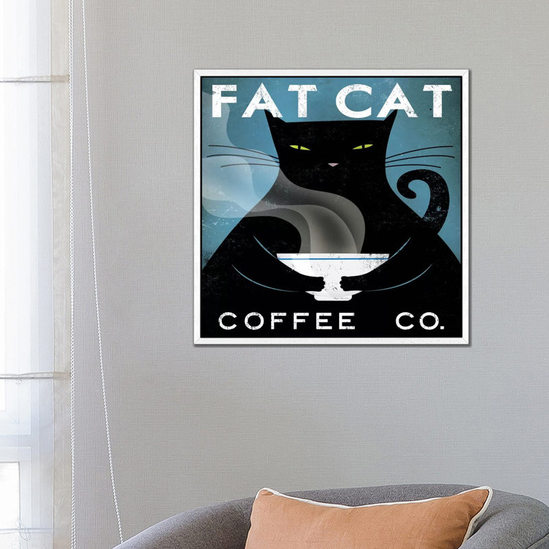 'Fat Cat Coffee Co.' by Ryan Fowler Graphic Art Print on Wrapped Canvas, 93.98 cm H x 93.98 cm W x 4.445 cm D