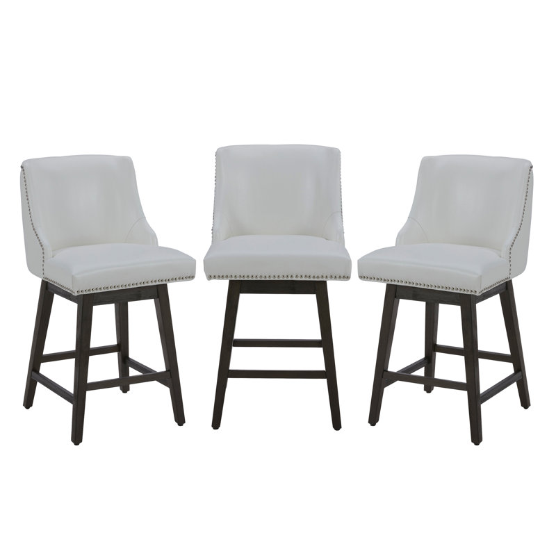 Arvelle Swivel Upholstered Counter Stool, White