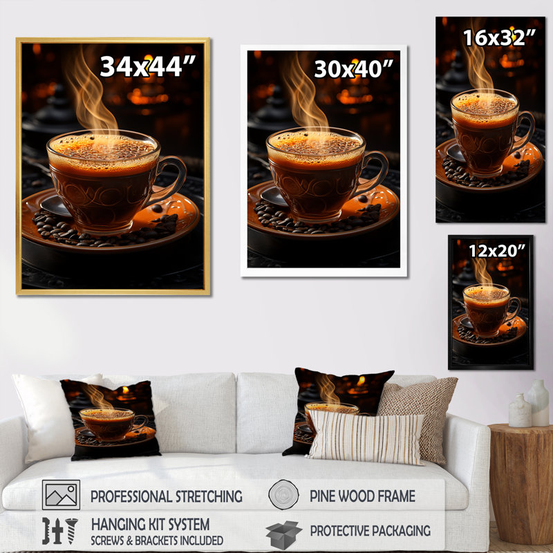 «Cuba Aroma Coffee Harmony II», reproduction d'art sur toile encadrée, Cadre simple blanc, H 32 po x l 16 po x P 1 po