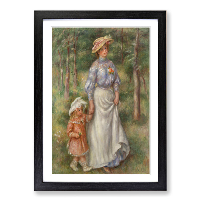 Promenade by Pierre-Auguste Renoir - Single Picture Frame Print on Wood, 36cm H x 27cm W x 2cm D, Black Framed