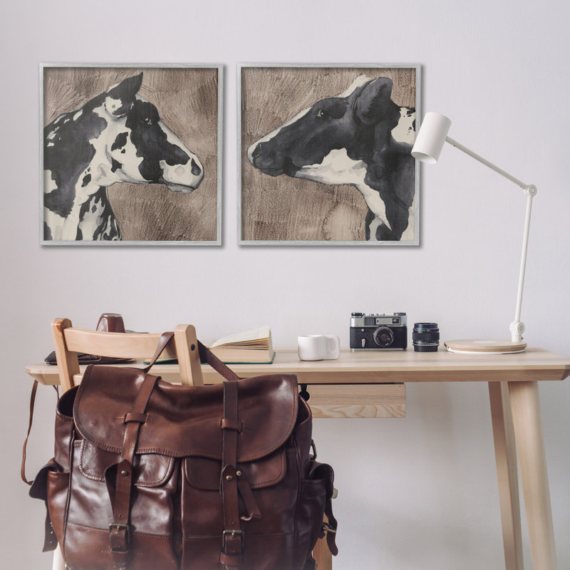 «Holstein Cow Portrait Profile», ensemble de 2 giclées par Grace Popp, Estampe numérique Farmhouse, H 24 po x l 24 po