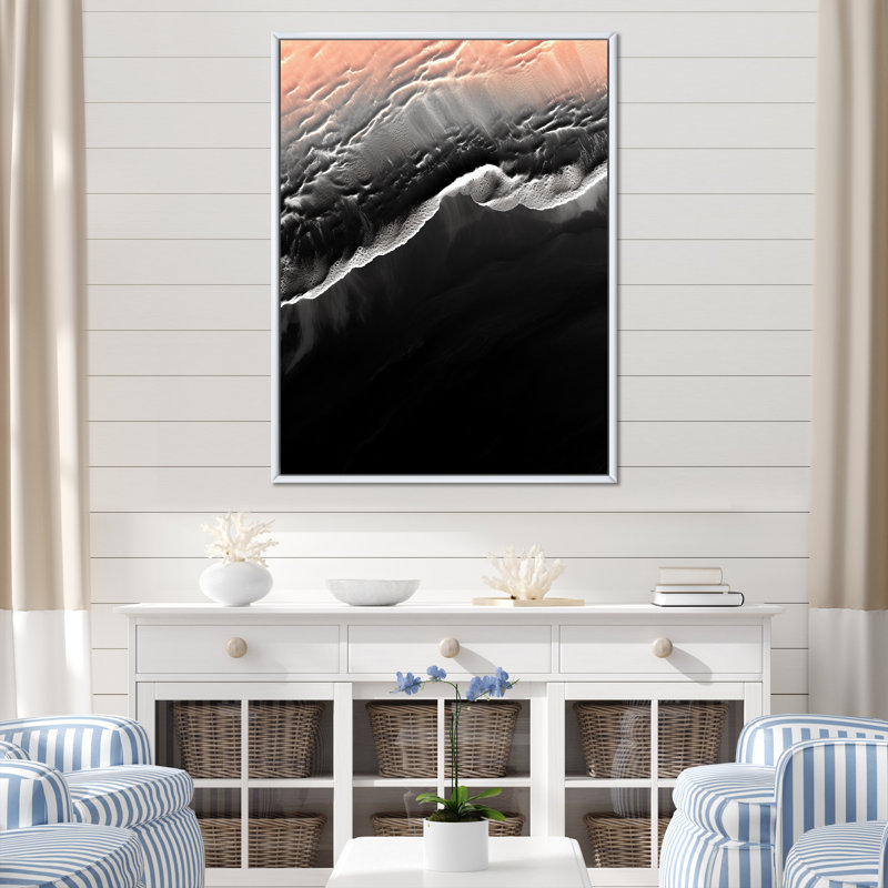 Islande, plage de sable, merveilles II - plage, art mural, H 40 po x l 30 po x P 1,5 po, Cadre flottant blanc