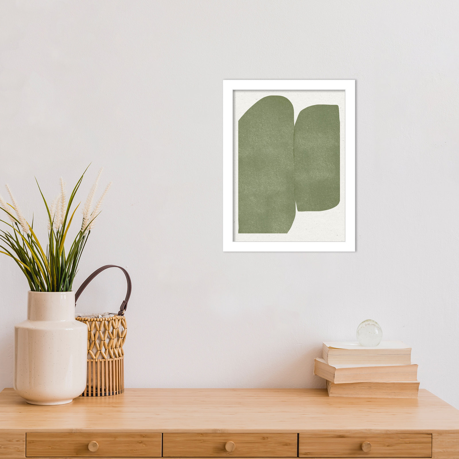 Rooney "Green Paper Cut Modern" Print, White, 13" H x 10" W