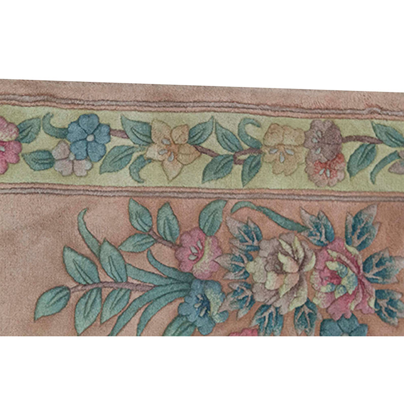 Wool Floral Area Rug in Brown