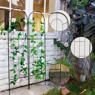  Ensemble de 2 treillis de jardin noir pour plantes grimpantes H 59 po x l 15,9 po