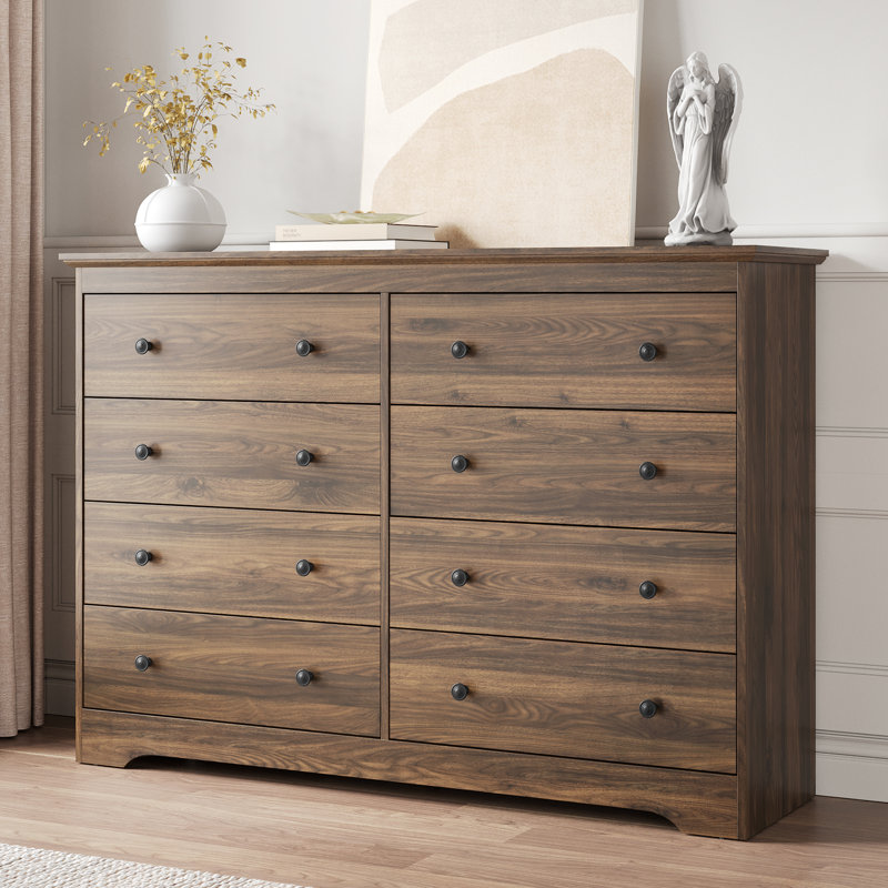 Dresser, 55" W Double Dresser For Bedroom, Brun, 8