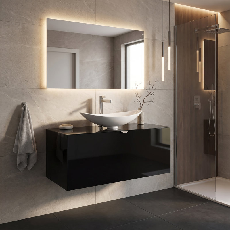 Mia 39.5 in. Handmade Single Vanity, Black, Black Lacquered