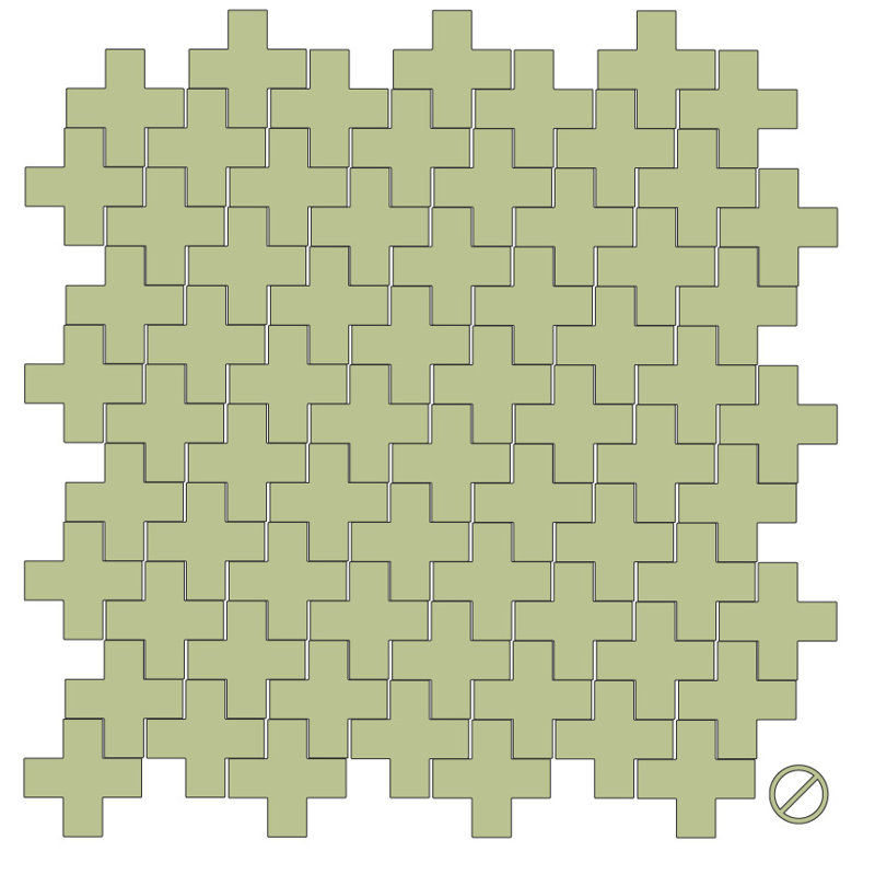 Décalcomanie murale à motifs croisés suisses, H 6 po x l 6 po x P 0,01 po, Céladon