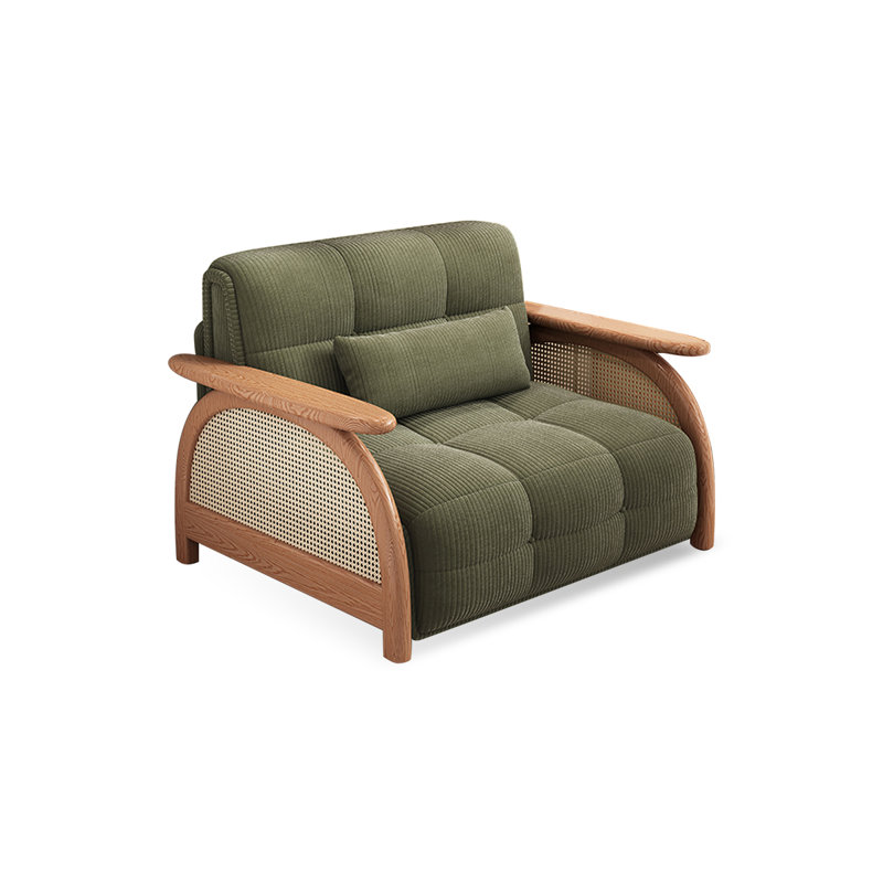 Petit salon en osier avec canapé-lit convertible, H 37,01 po x l 40,16 po x P 38,58 po