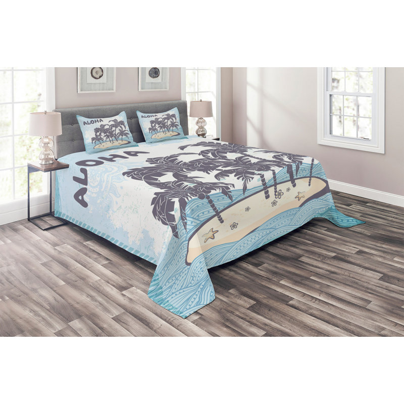 Island Coastal Coverlet, King Bedspread + 2 Shams
