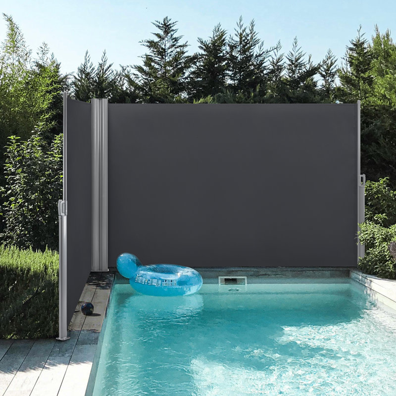 Gray 71'' x 236'' Retractable Aluminum Patio Awning