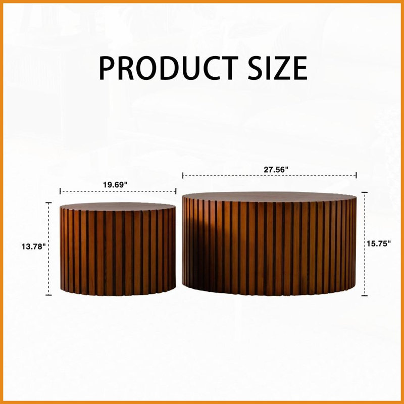 Table basse ronde en bois pour petits espaces - Soulagement fabriqué à la main, aucun assemblage requis