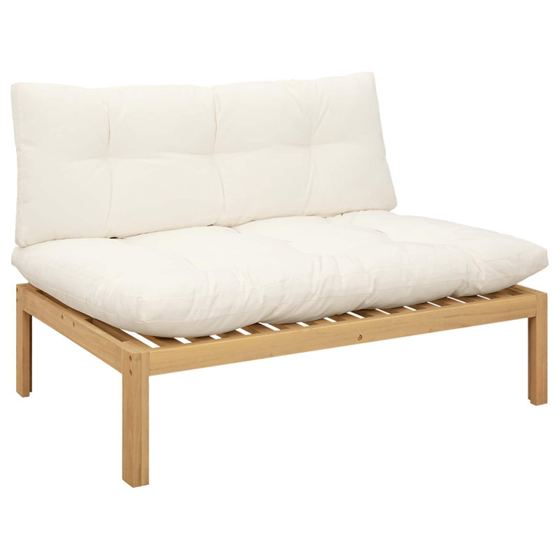  Unité de canapé du milieu Acacia clair et bois d'acacia blanc crème