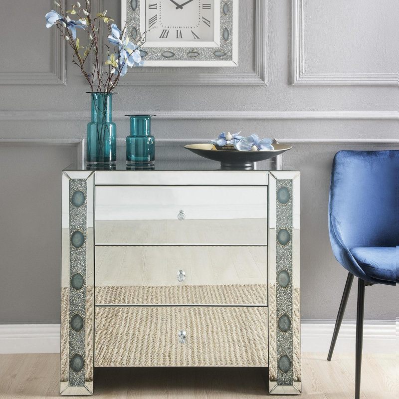 Console Sonia avec miroir et faux agate (assemblée)