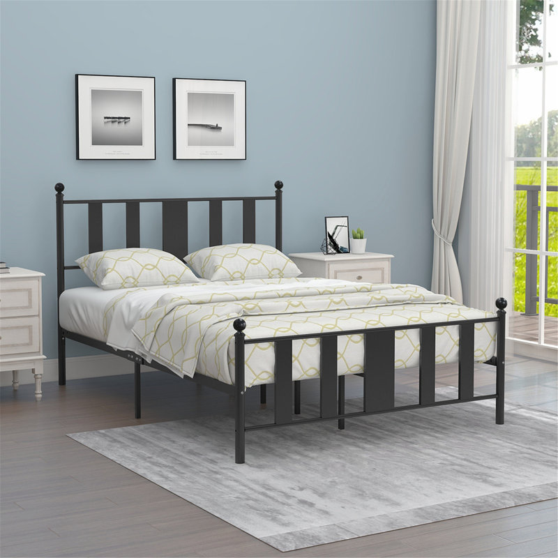 Metal Slat Bed, Full, Black