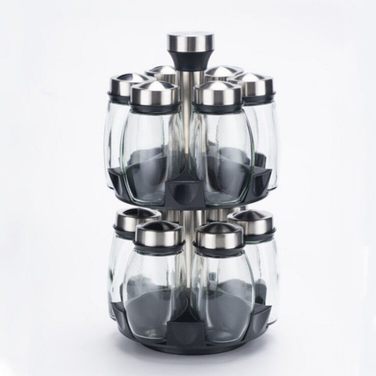Spinning Glass 12 Jar Spice Jar & Rack Prep & Savour