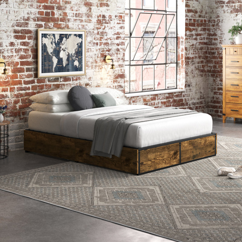 Julana Storage Platform Bed With 4 drawers No Headboard, Queen