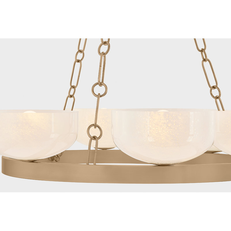 Troy Lighting Caelum Chandelier in Patina Brass, 6 Lights, 6" H x 32.25" W x 32.25" D