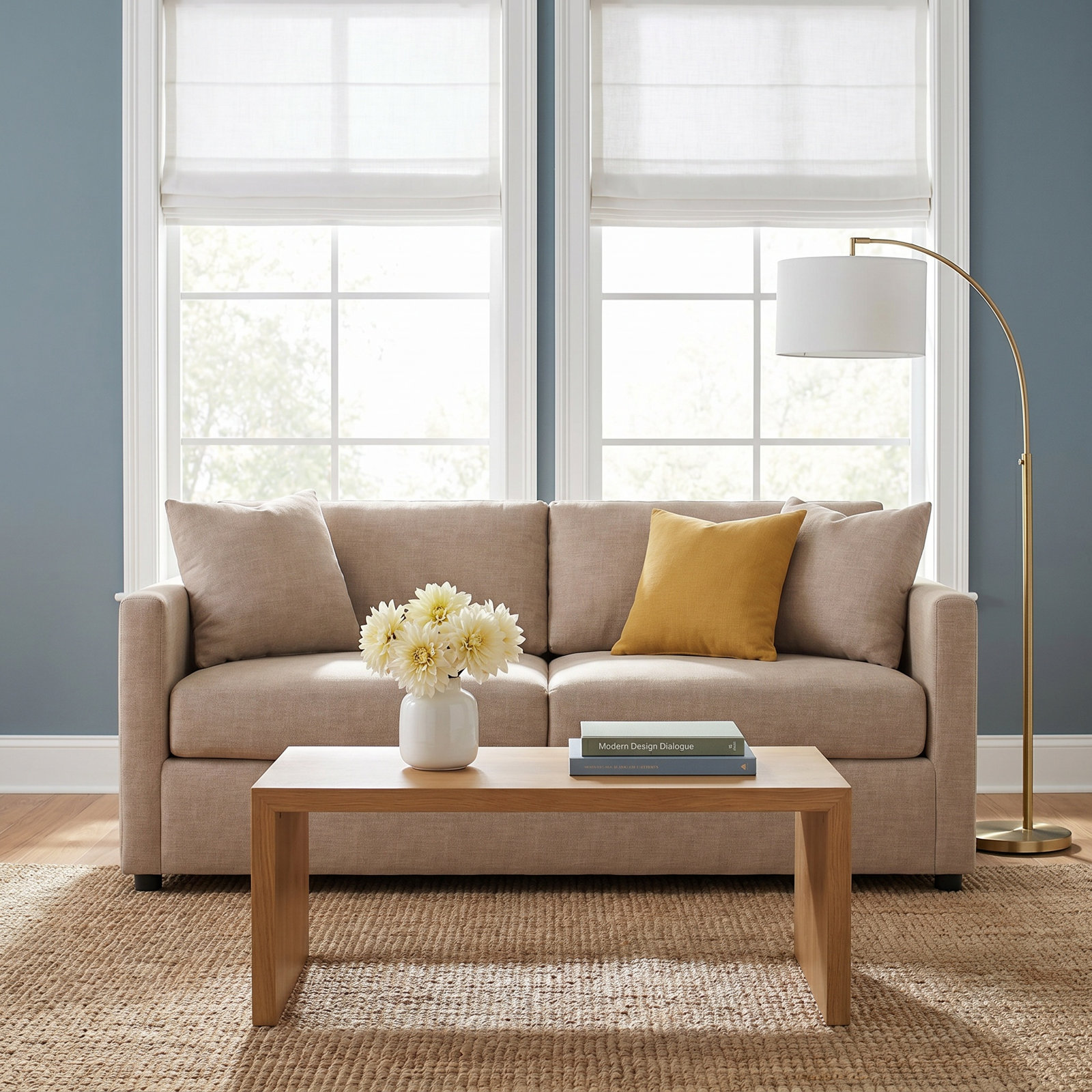 Godwin 75" Upholstered Sofa, Drusky Navy Sustain® Basketweave