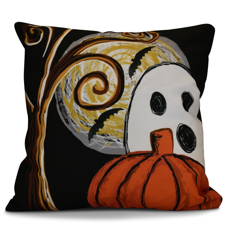 Flipping For Fall Outdoor Reversible Throw Pillow, 18" H x 18" W x 2" D, Black
