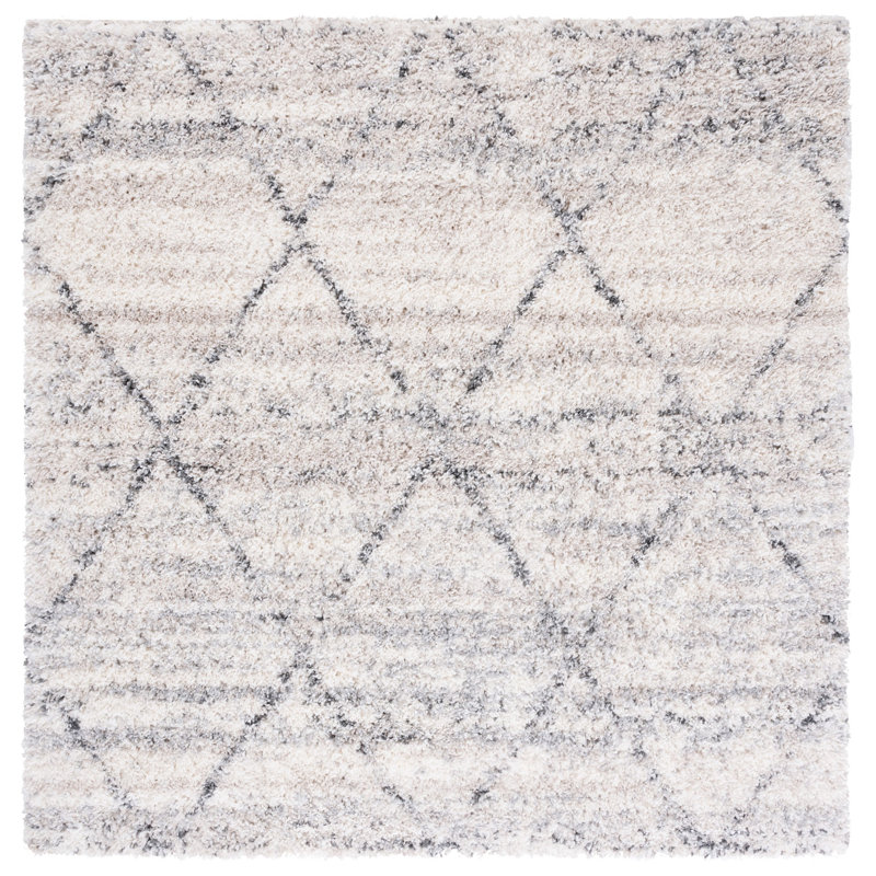 Tapis gris / ivoire Western, Carré 4 pi