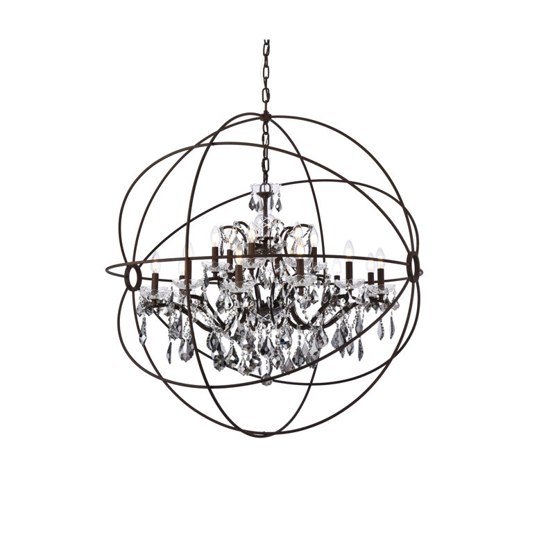 Svante 18-Light Dimmable Globe Chandelier, Silver Shade (Gray), Rustic Intent