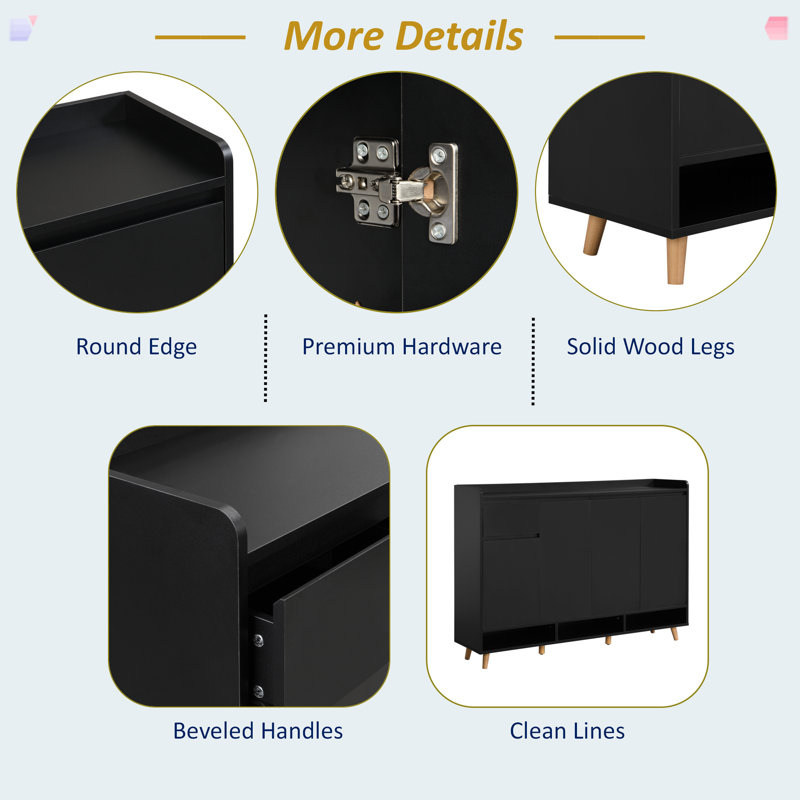 22 Pair Shoe Storage Cabinet, Black