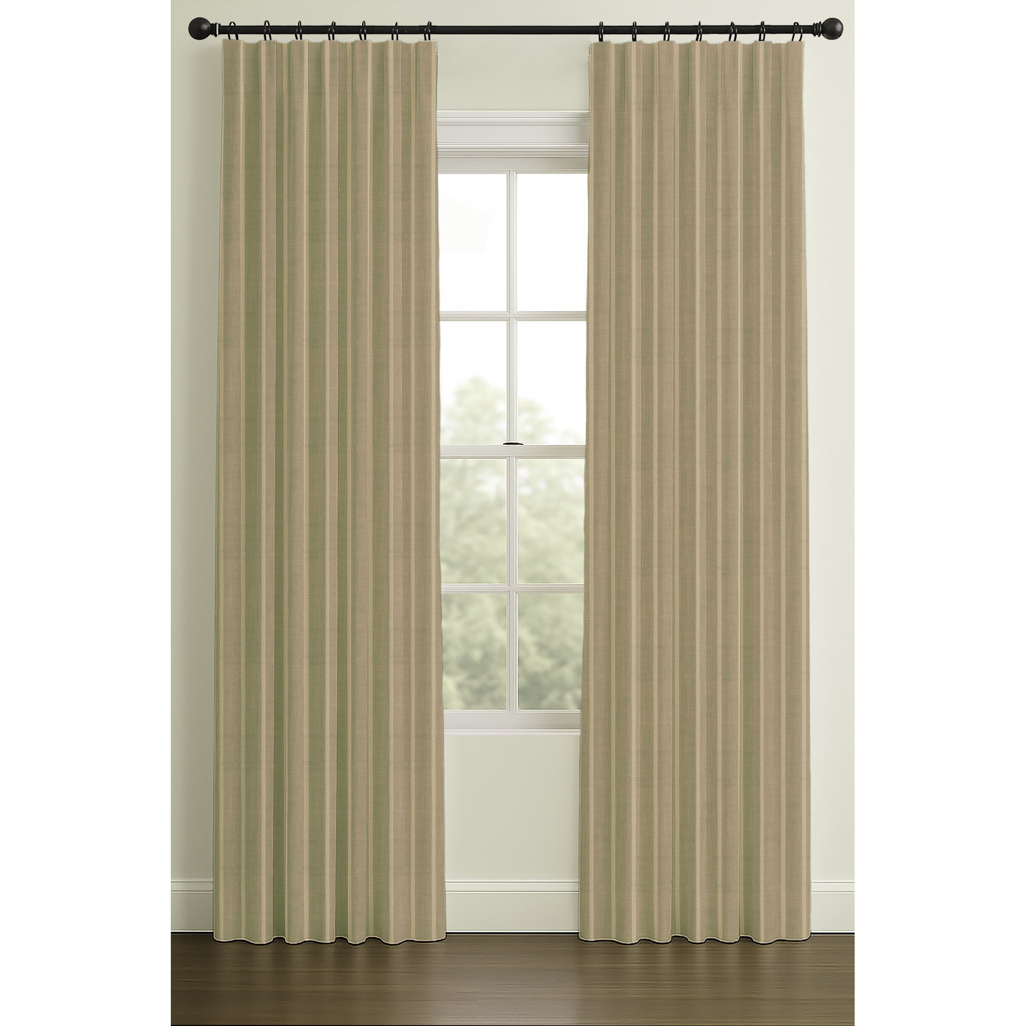 Inverted Pleat Single Lining Modern Jacquard Stripe, 33" W x 132" L, Beige