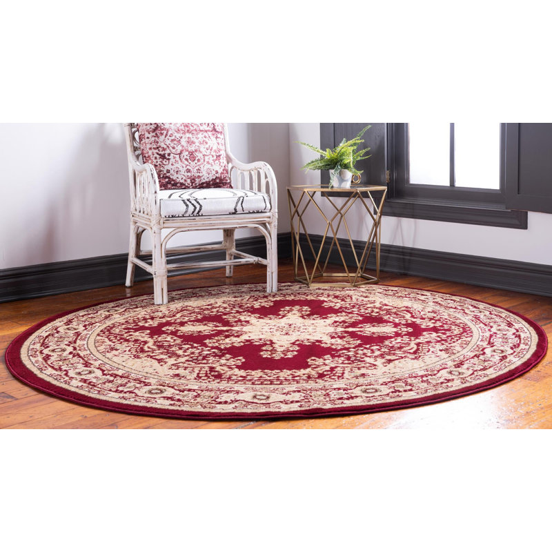 Tapis oriental rouge / beige Britannia, Rond 7 pi 10 po