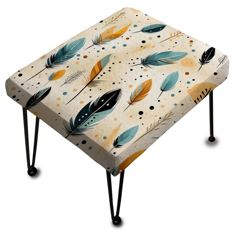 Beige Urban Nomadic Feathers Pattern - Boho Rectangle Ottoman