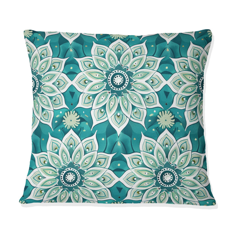 Coussin Blue Boho Florals II - Boho, H 18 po x l 18 po