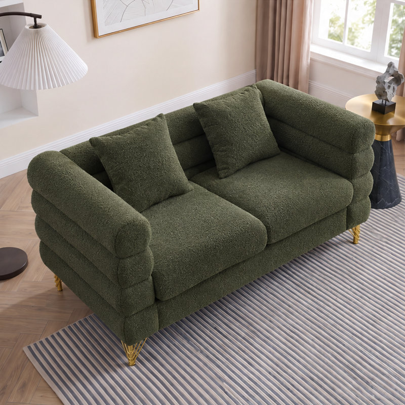 Upholstered 60 " Teddy Sofa, Green Teddy