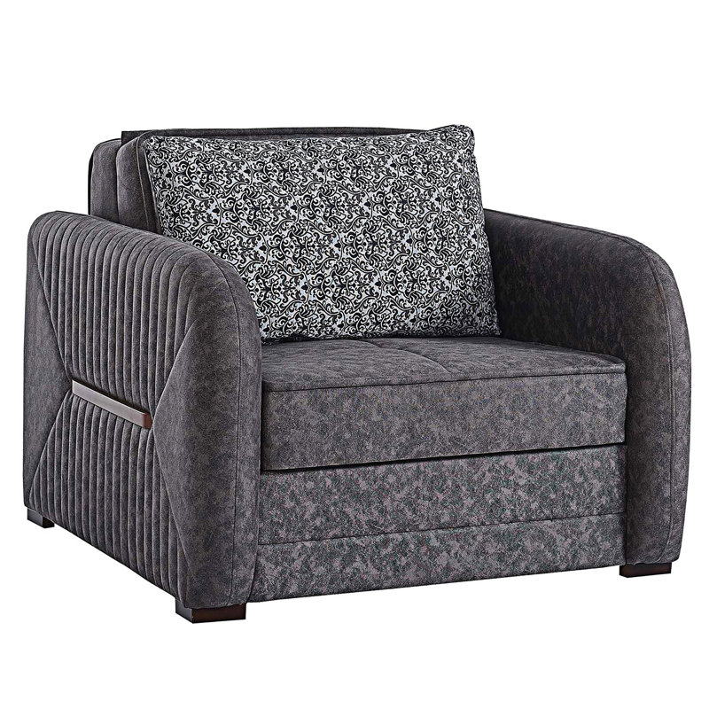Fauteuil rembourré convertible avec rangement, Gris