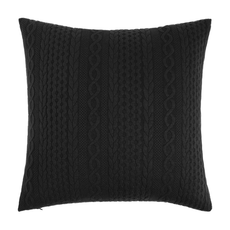 Jeté carré en acrylique Knit Collection with Geometric pattern, Noir, 20 po x 20 po