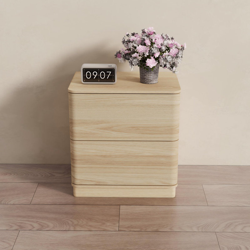 Minimalist Textured Curved Profile 2-drawer Nightstand, Brown