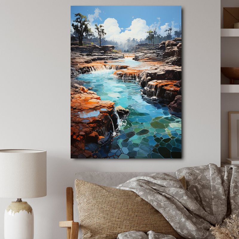 Shinde Geyser Erupting Azure Patchwork I, Toile tendue, H 40 po x l 30 po x P 1,5 po
