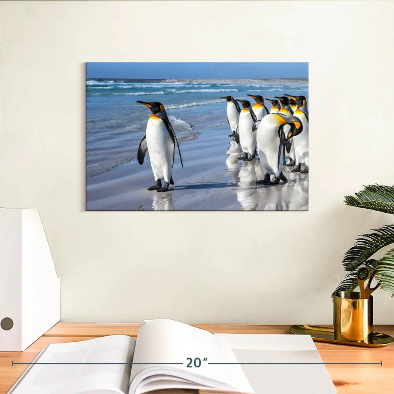 Pingouins bruns dans la plage, H 8 po x l 12 po