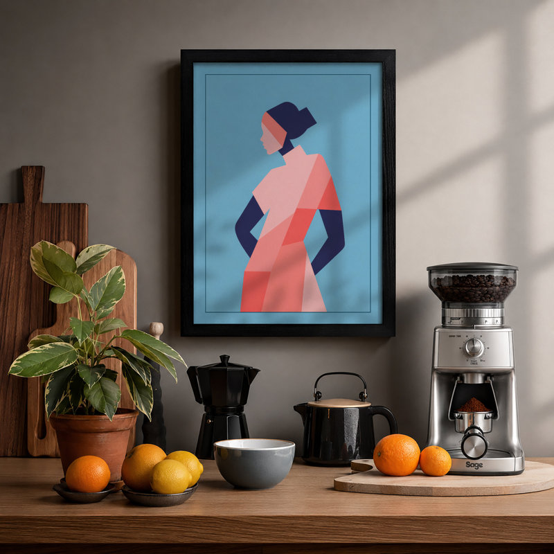 Woman in Profile Modern - Framed Print, A2 - 59.4 x 42.0 cm, Black