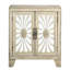 Armoire console en blanc antique - 2 portes de rangement rectangulaires fuselées avec 1 étagère et porte miroir