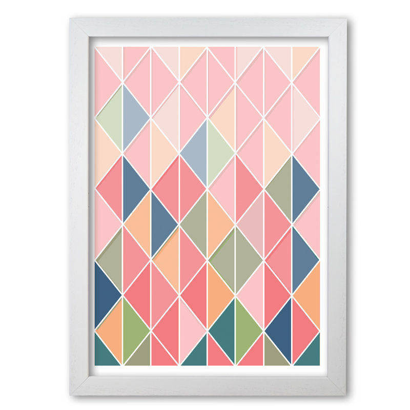 Full Colour Abstract Geo - Print, 30 cm H x 21 cm W x 5 cm D, White Grain Frame