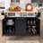 55.75"W Kitchen Island With Leaf And Locking Wheel-1486593628